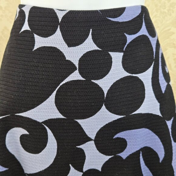 Ann Taylor Size 2 Blue Black Floral Pattern Pencil Skirt Lined Hidden Back Zip - Picture 2 of 11